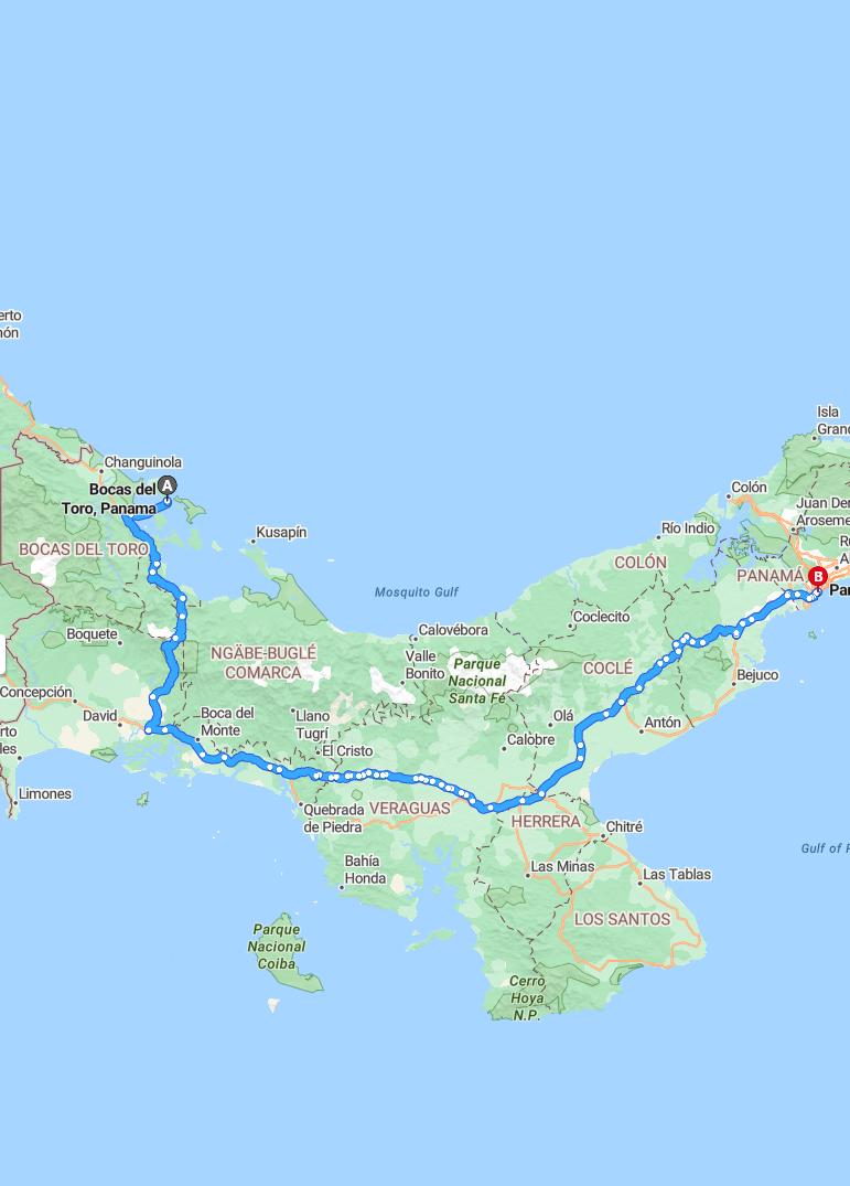 driving from -, Bocas del Toro to Panama CityPanama - map and route
