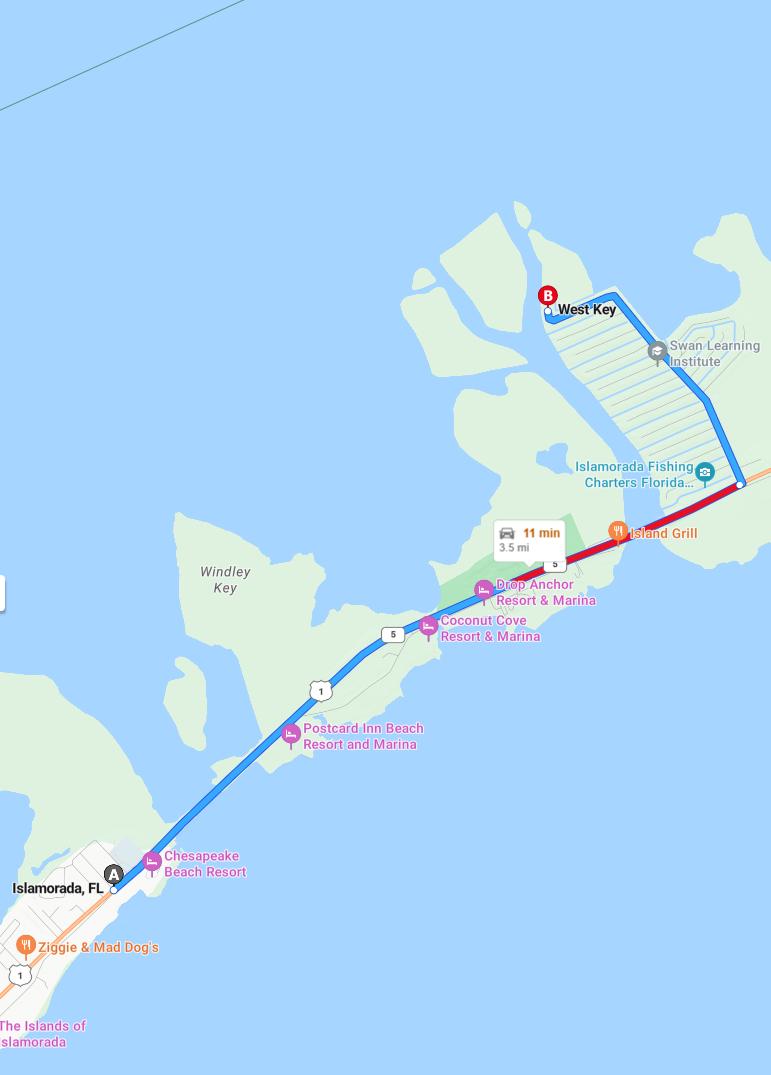 driving from Islamorada, Florida to Key WestFlorida - map and route
