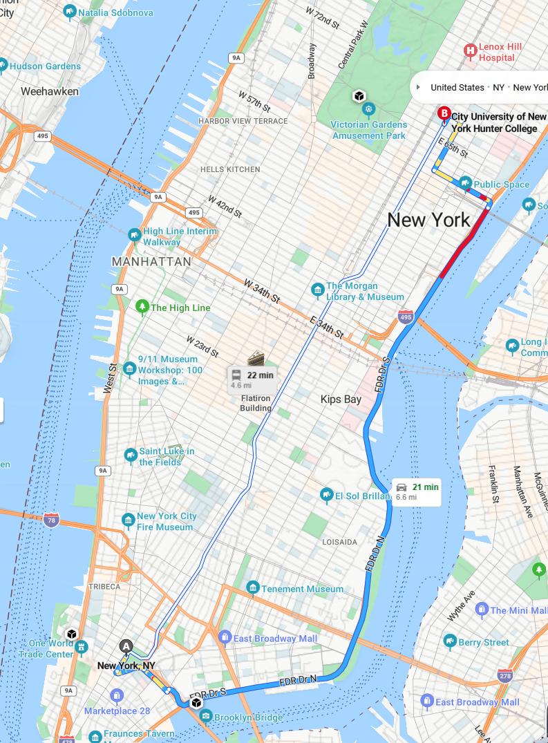 driving from New York City, New York to HunterNew York - map and route