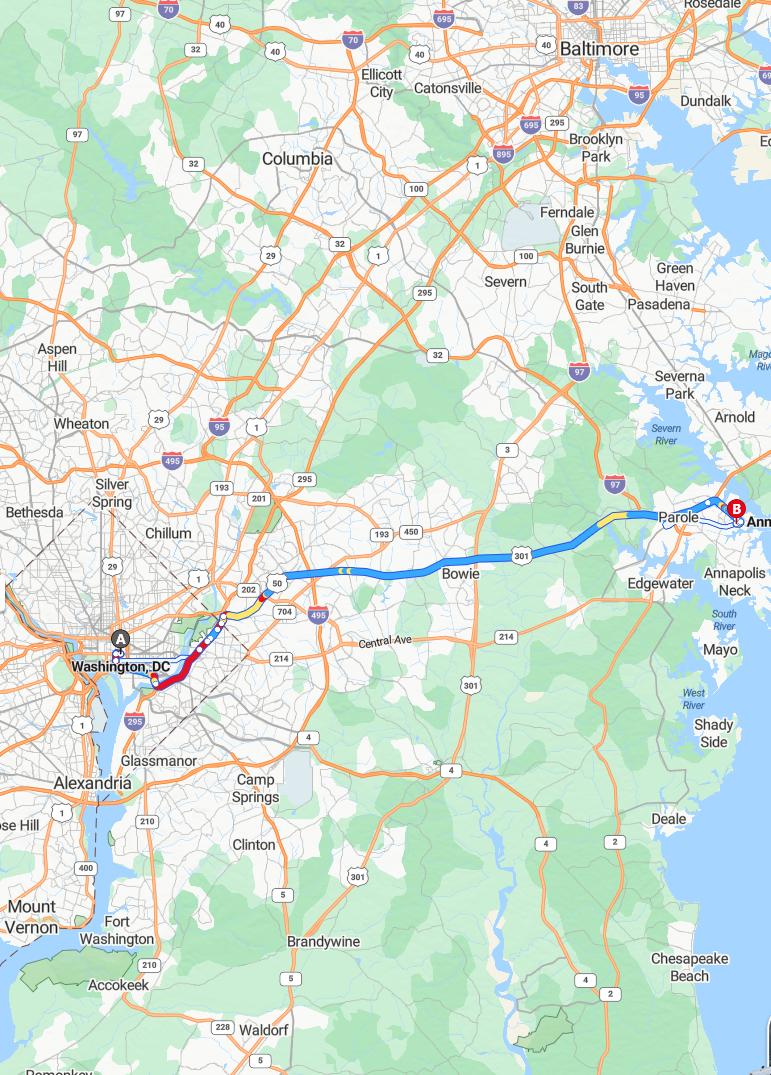 driving from Washington, District of Columbia to AnnapolisMaryland - map and route